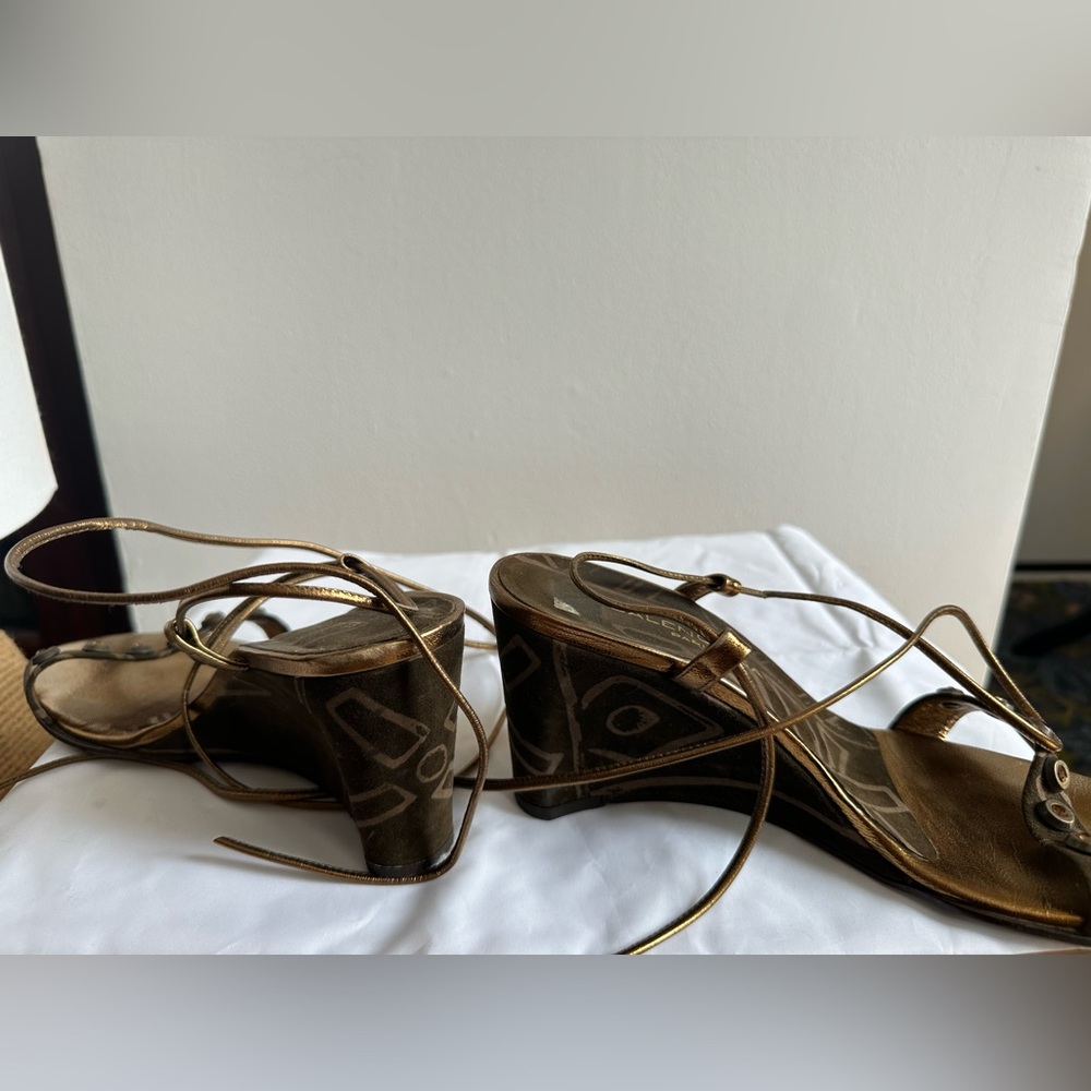 Vintage Balenciaga Paris ankle-tie brown wedges - Picture 4 of 7